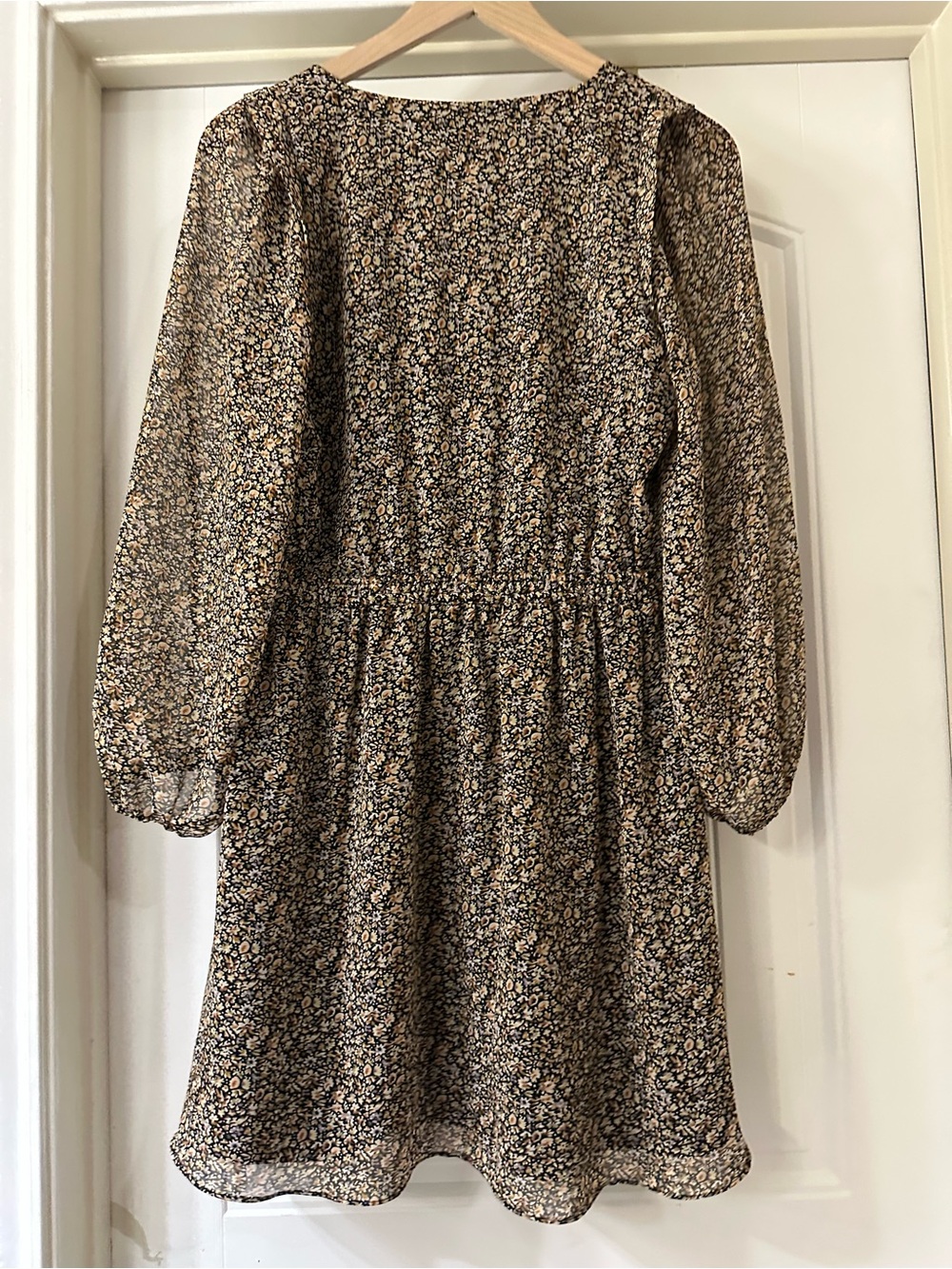 Madewell Georgette Button-Front Mini Black Floral Print Dress Size Small EUC - Picture 3 of 5